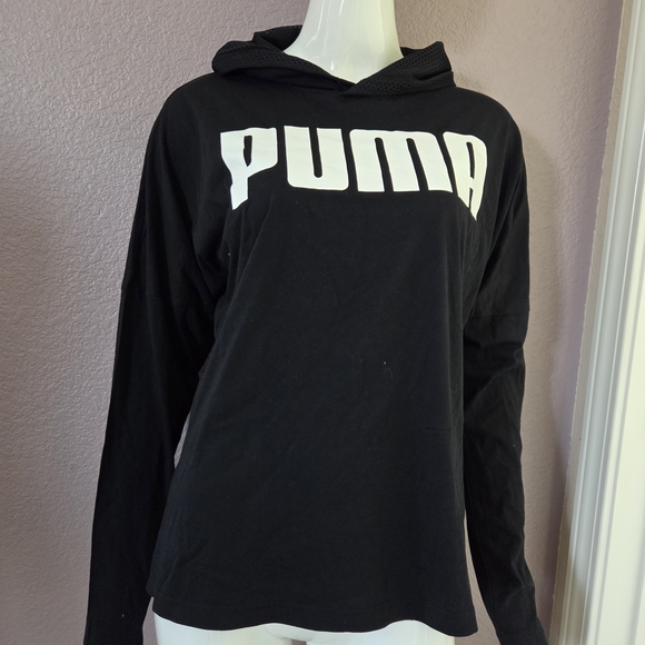 PUMA Women's Black Sweatshirt with White Logo - Picture 2 of 2